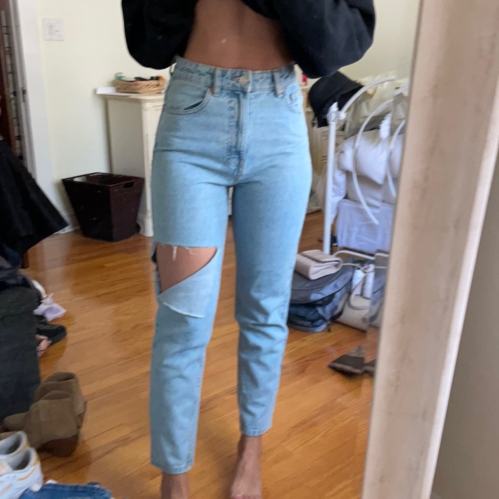 zara custom cut slash jeans